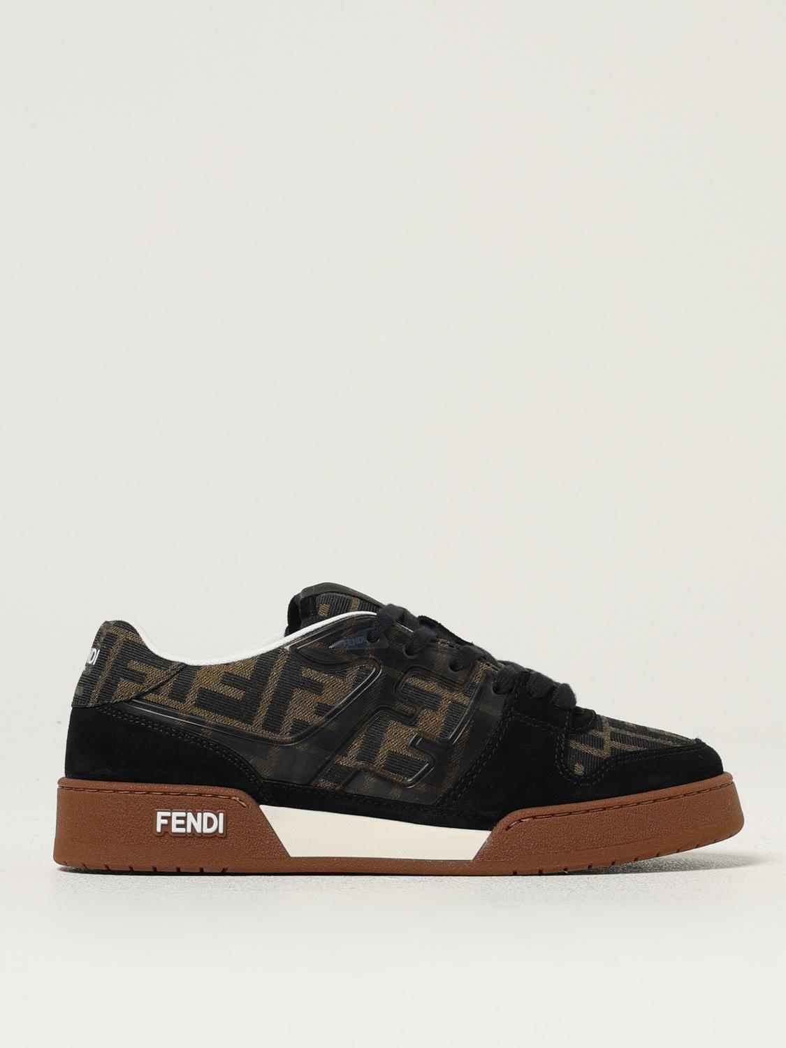 FENDI SNEAKERS: Sneakers Match Fendi in canvas jacquard e camoscio , Nero - Img 1