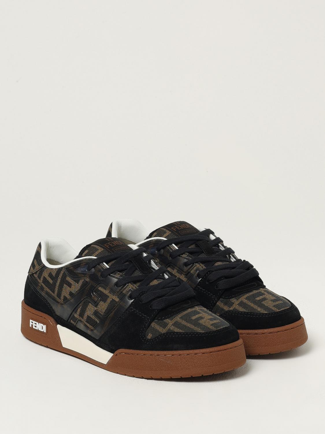 FENDI SNEAKERS: Sneakers Match Fendi in canvas jacquard e camoscio , Nero - Img 2