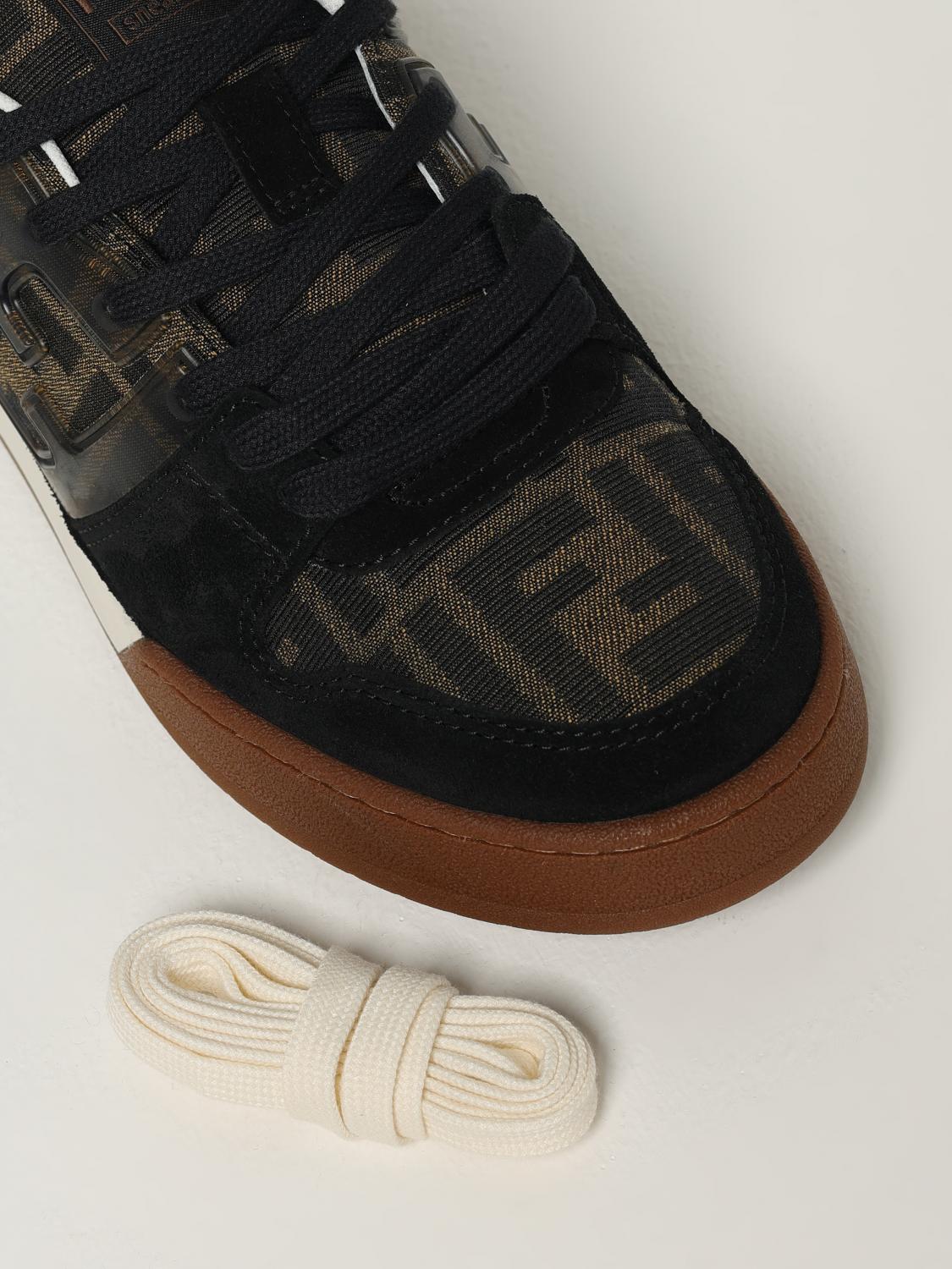 FENDI SNEAKERS: Sneakers Match Fendi in canvas jacquard e camoscio , Nero - Img 4