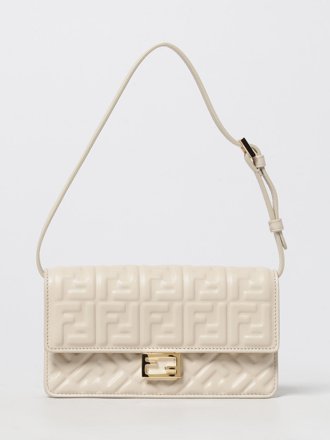 FENDI PORTAFOGLIO: Wallet On Chain Baguette Fendi in nappa embossed , Avorio - Img 1