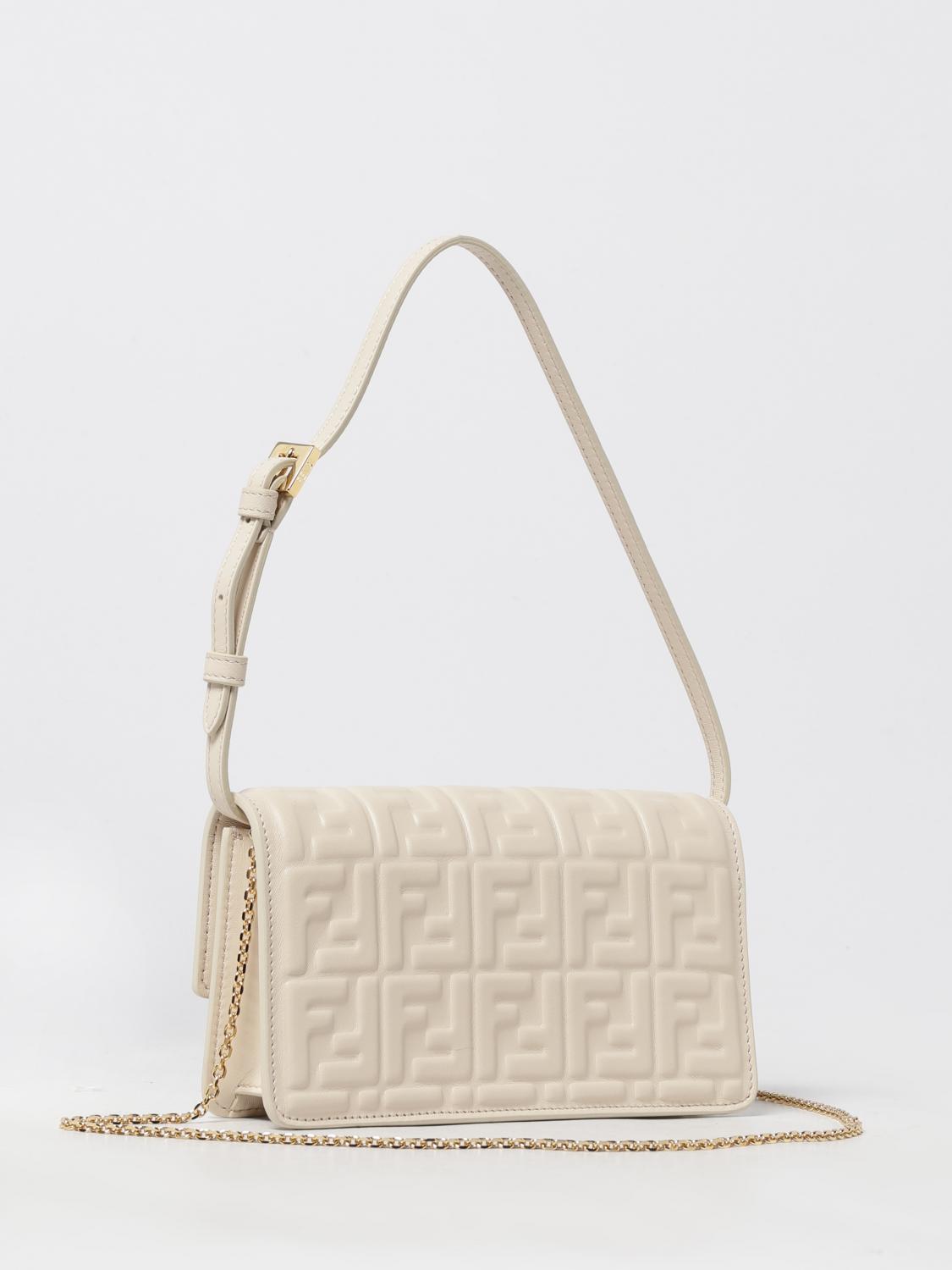 FENDI PORTAFOGLIO: Wallet On Chain Baguette Fendi in nappa embossed , Avorio - Img 3