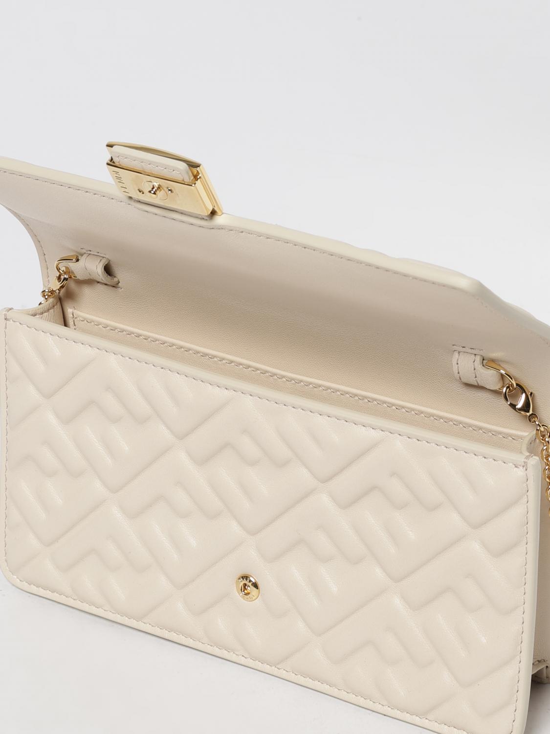 FENDI PORTAFOGLIO: Wallet On Chain Baguette Fendi in nappa embossed , Avorio - Img 5