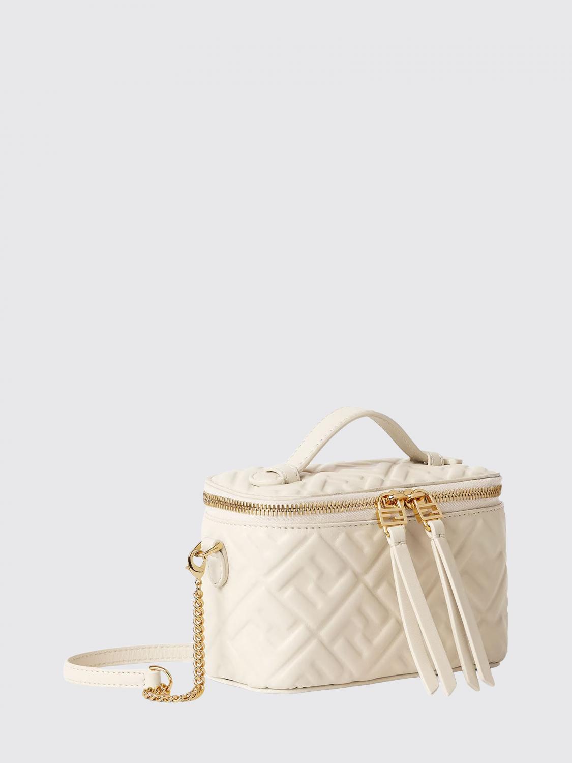 FENDI BORSA MINI: Borsa Vanity Fendi in nappa con monogram FF in rilievo , Avorio - Img 3
