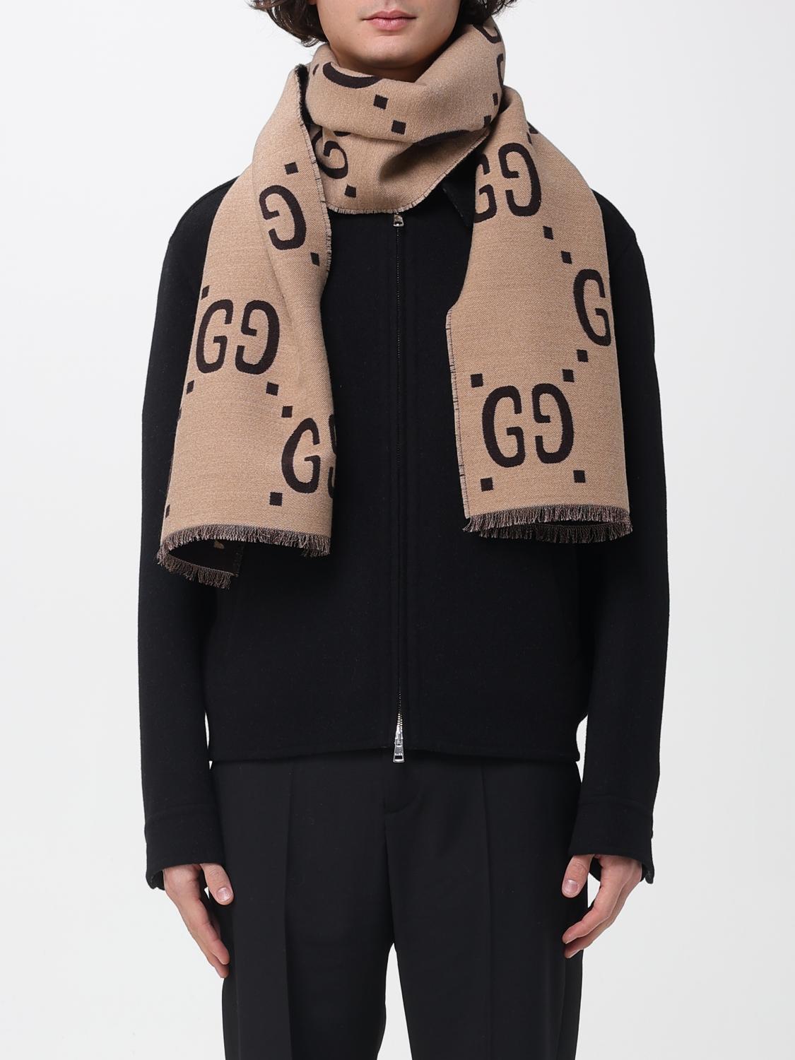 GUCCI SCIARPA: Sciarpa Gucci in lana con monogram GG jacquard , Marrone - Img 2