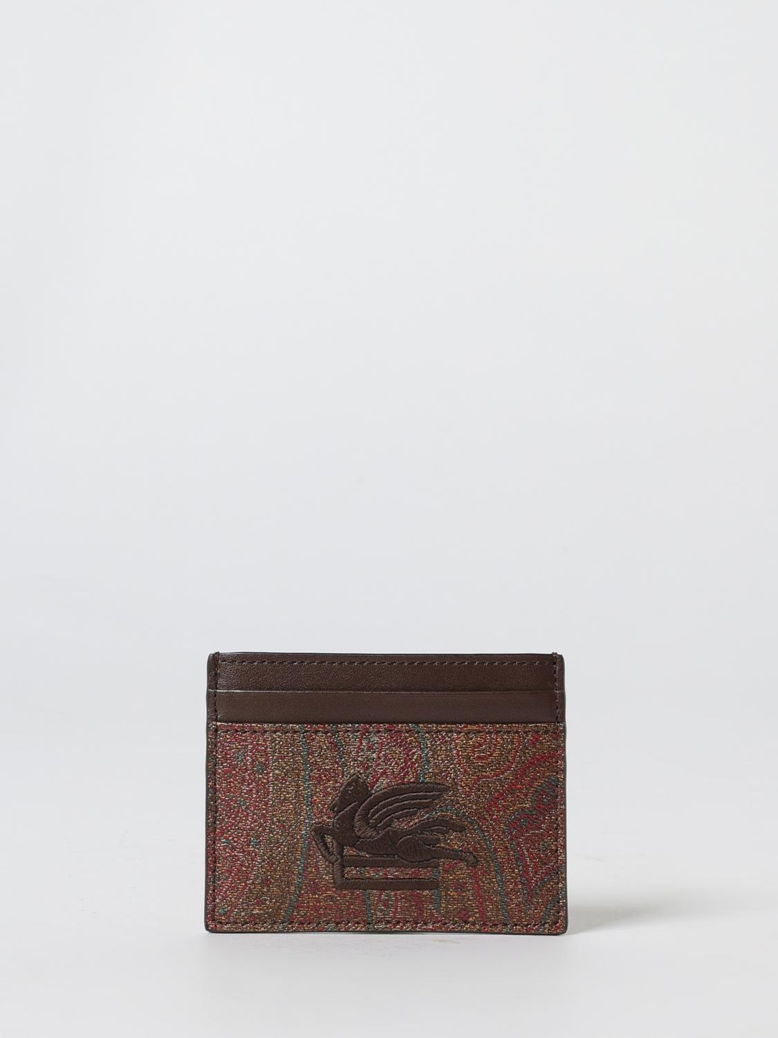 ETRO 財布: Etro アルニカ ペイズリープリント コーティングコットンレザーカードホルダー, ブラウン - Img 1