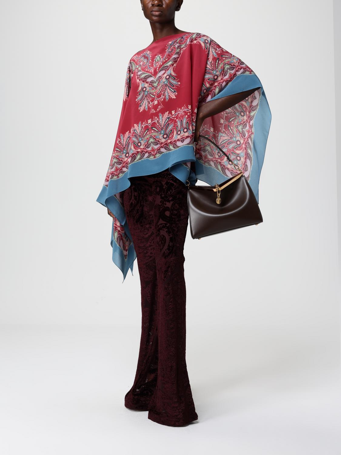 ETRO BORSA A SPALLA: Borsa Vela Medium Etro in pelle , Marrone - Img 2