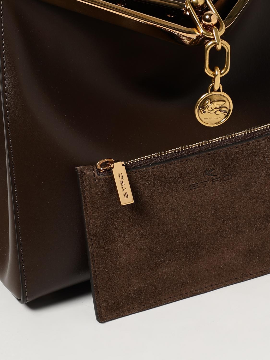 ETRO BORSA A SPALLA: Borsa Vela Medium Etro in pelle , Marrone - Img 4