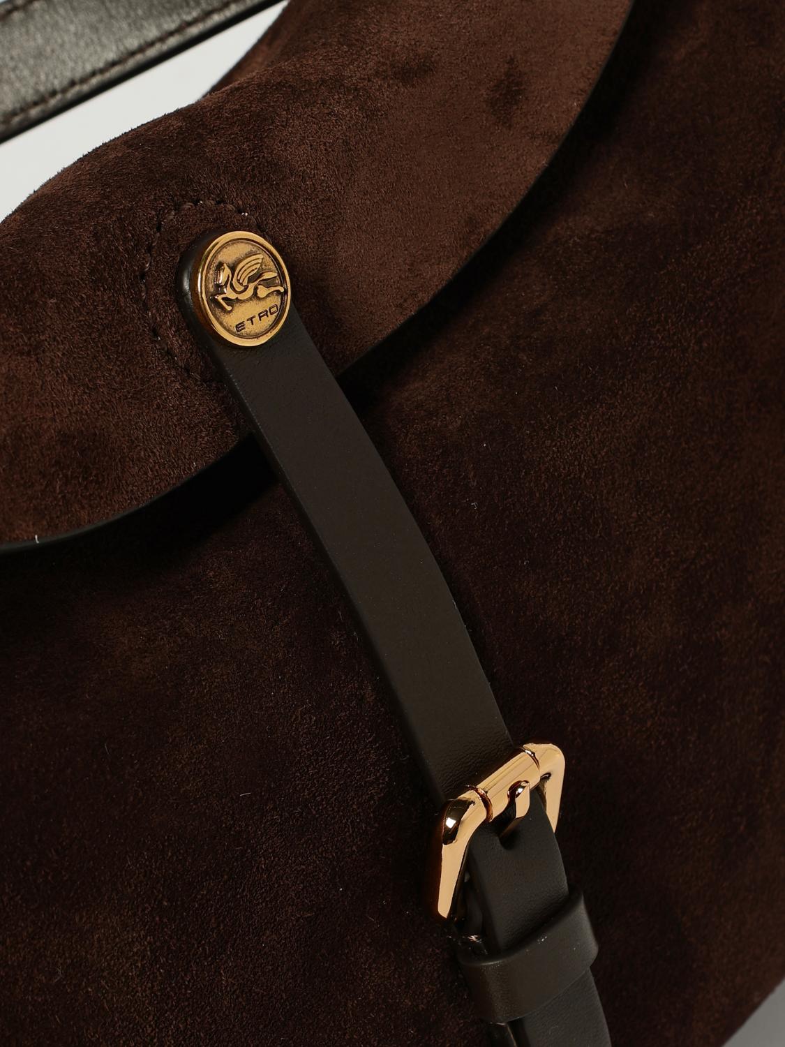 ETRO BORSA A SPALLA: Borsa Pony Etro in camoscio , Marrone - Img 4