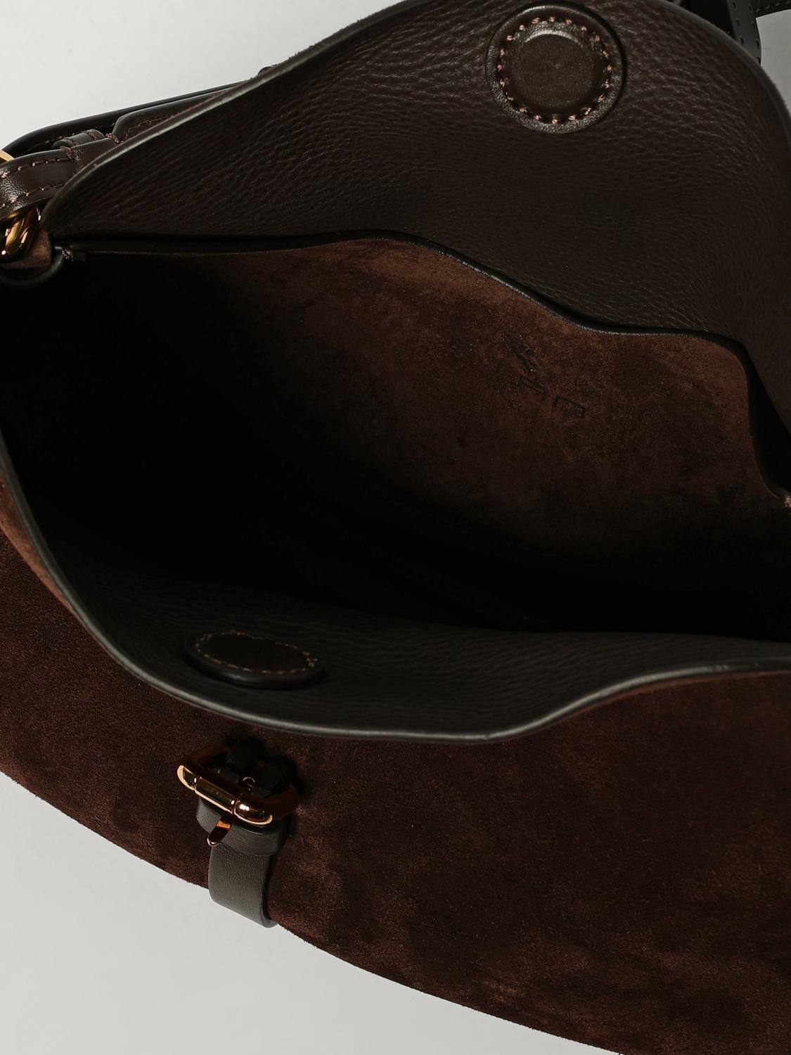 ETRO BORSA A SPALLA: Borsa Pony Etro in camoscio , Marrone - Img 5