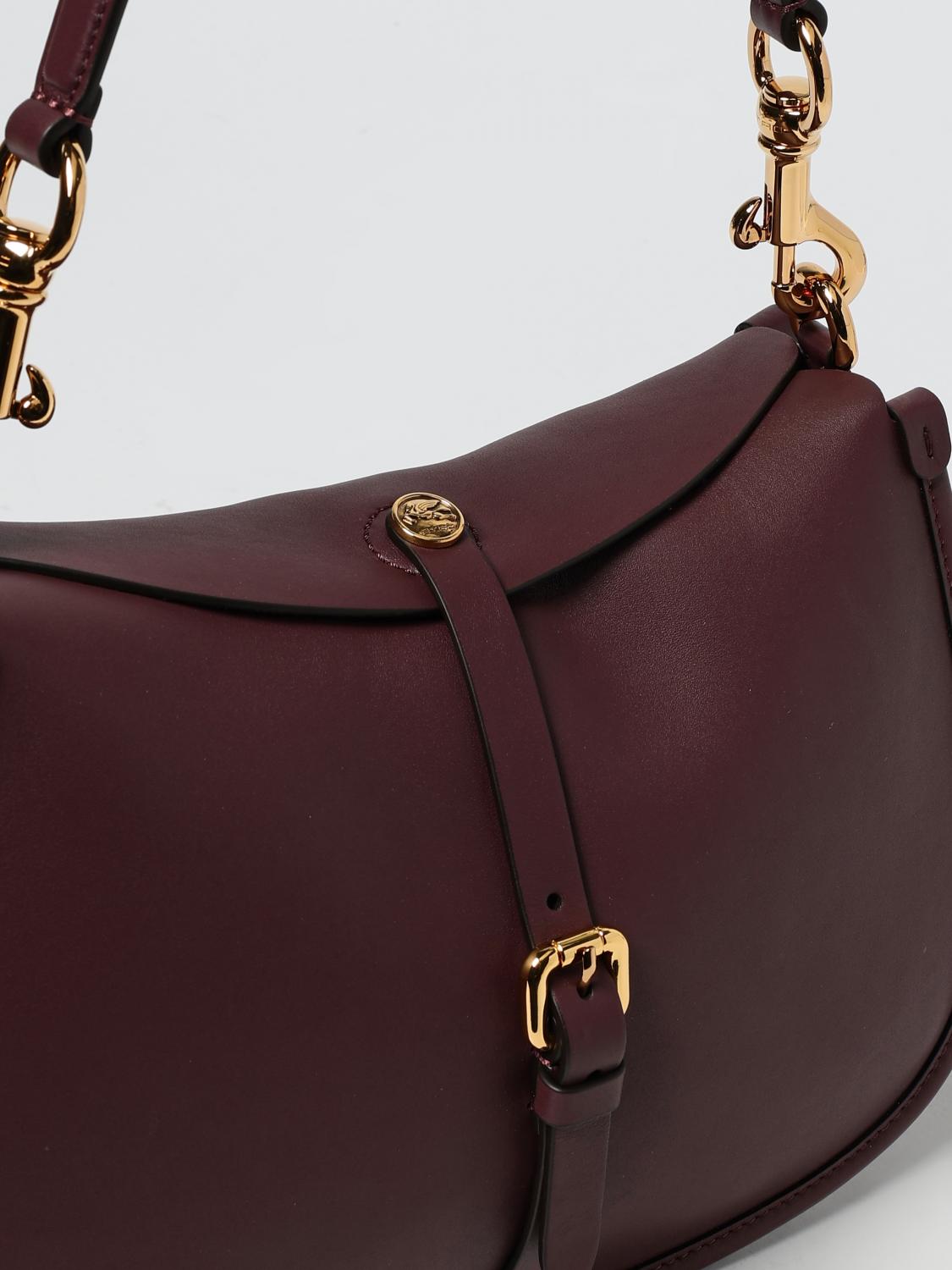 ETRO BORSA A SPALLA: Borsa Pony Medium Etro in pelle , Bordeaux - Img 4