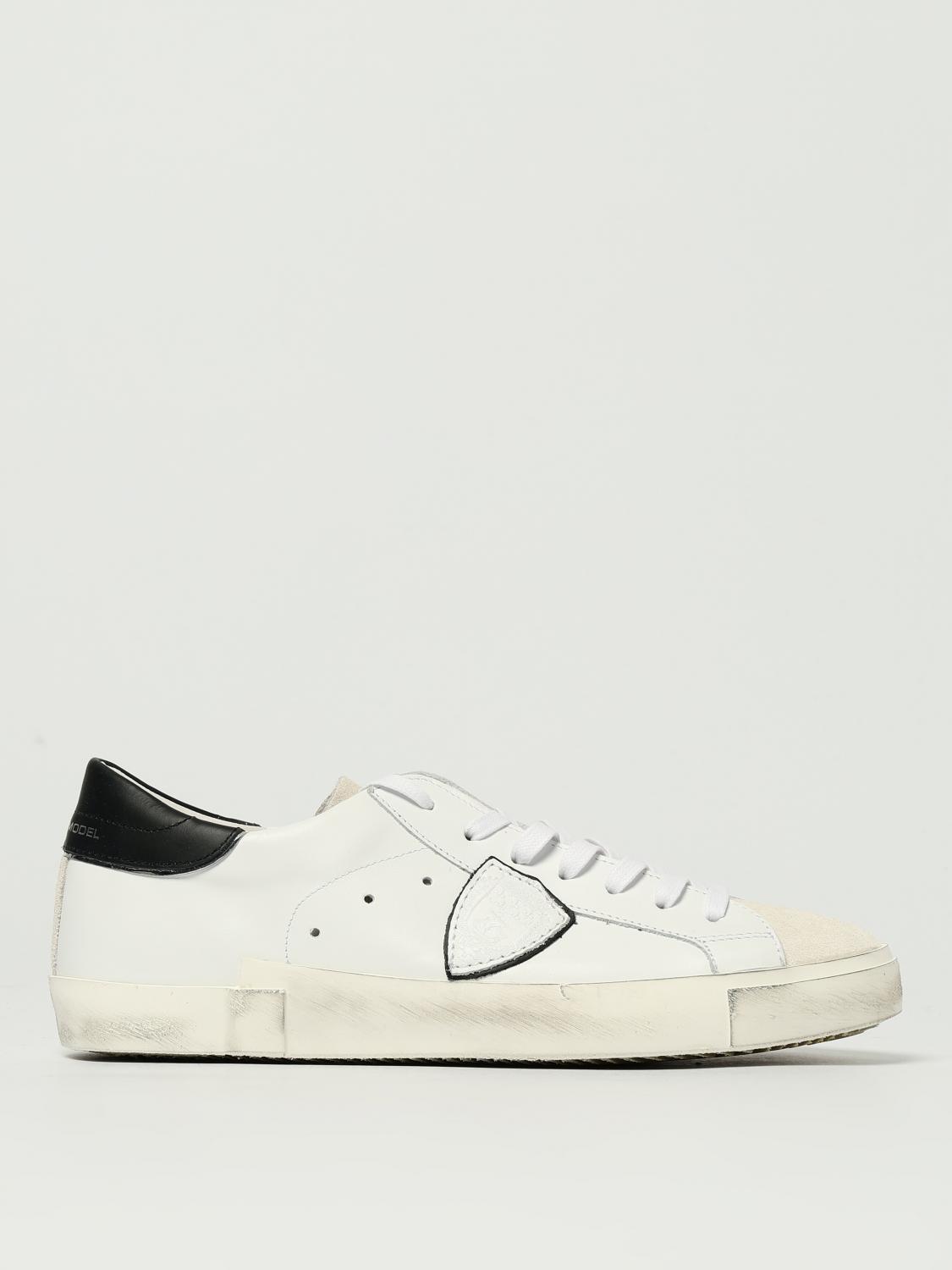 PHILIPPE MODEL SNEAKERS: Paris Sneakers by Philippe Model in Used-Effect Leather, Black - Img 1
