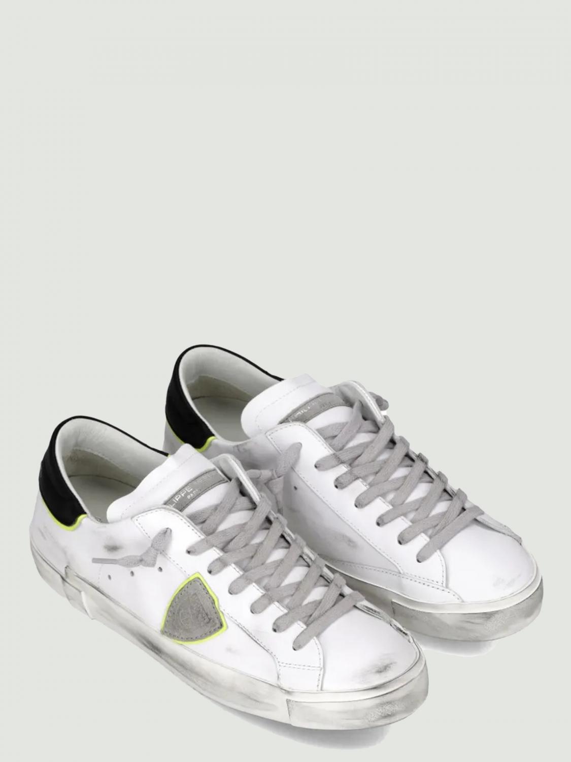 PHILIPPE MODEL TRAINERS: Paris Sneakers by Philippe Model in Used-Effect Leather, Milk - Img 2
