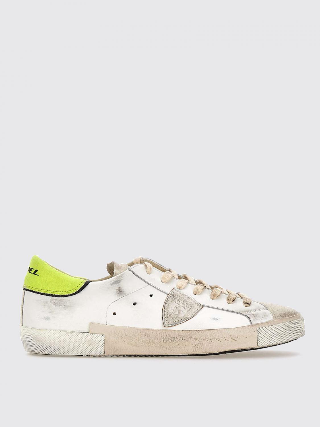PHILIPPE MODEL SNEAKERS: Paris Sneakers by Philippe Model in Used-Effect Leather, Bianco 3 - Img 1