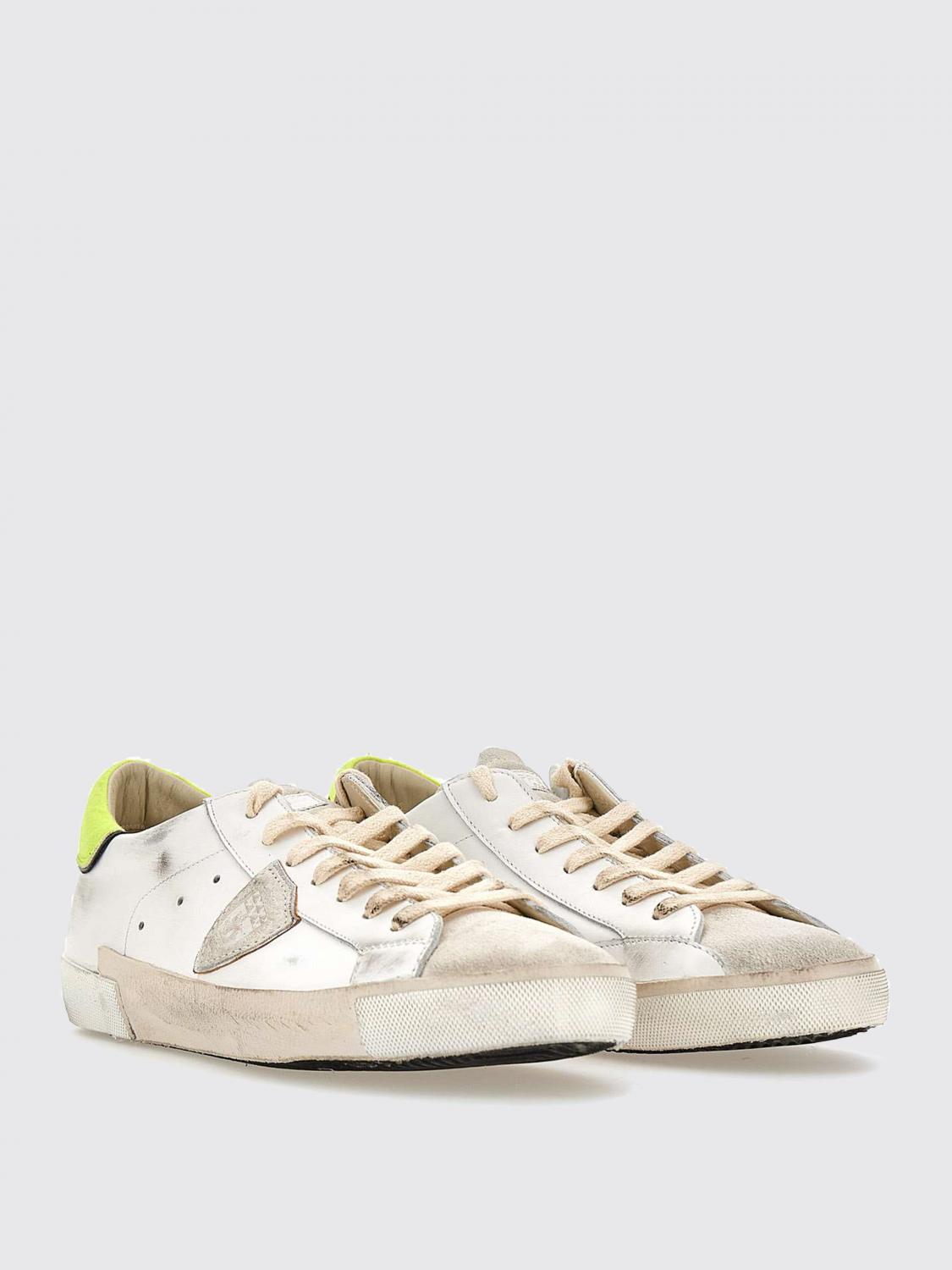 PHILIPPE MODEL SNEAKERS: Paris Sneakers by Philippe Model in Used-Effect Leather, Bianco 3 - Img 2