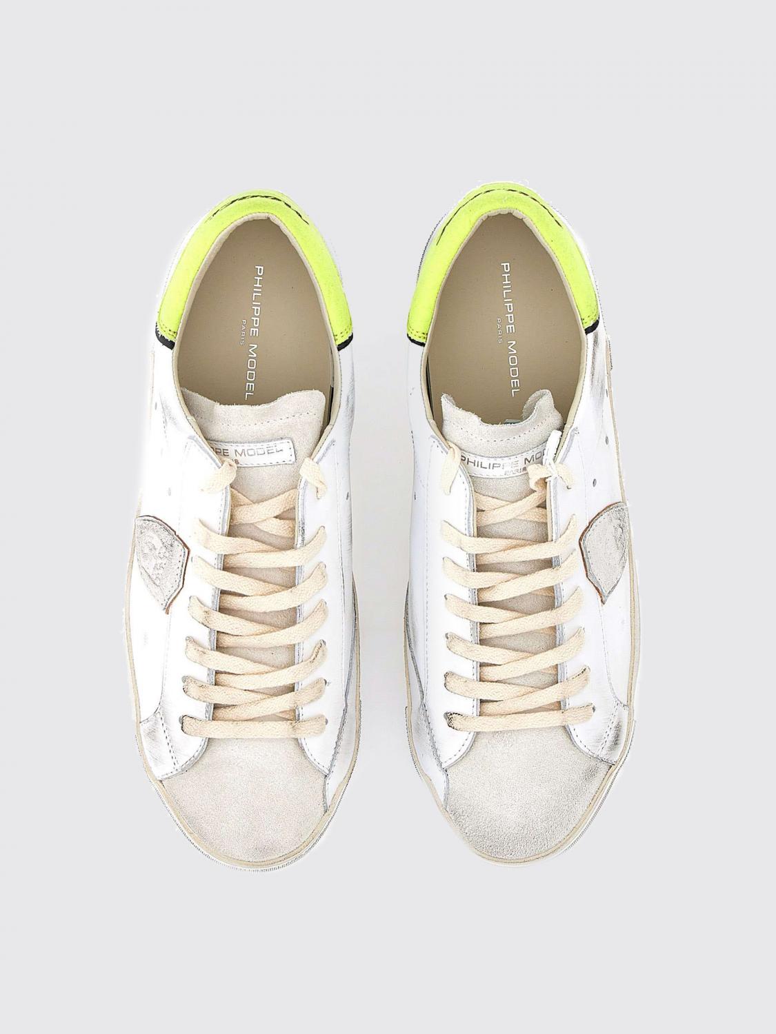 PHILIPPE MODEL SNEAKERS: Paris Sneakers by Philippe Model in Used-Effect Leather, Bianco 3 - Img 4
