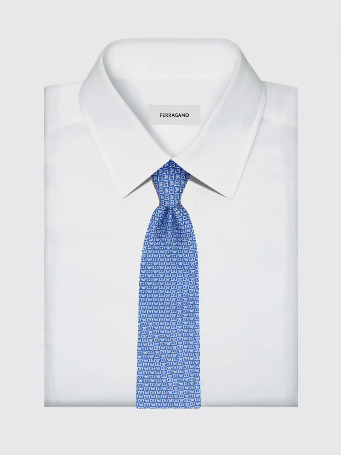 FERRAGAMO TIE: Gancini Butterfly Print Silk Tie Ferragamo, Blue - Img 2