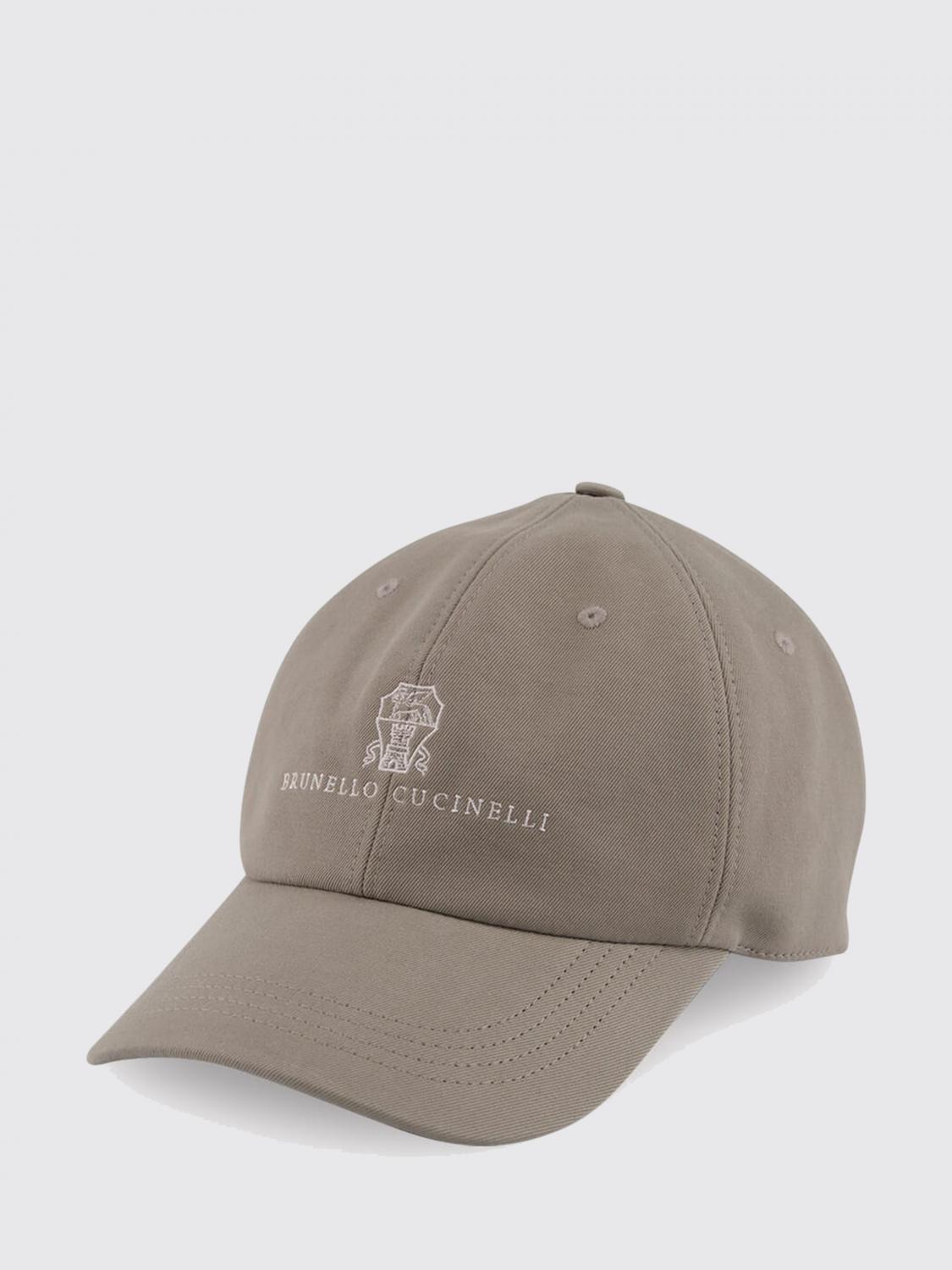 BRUNELLO CUCINELLI HAT: Cotton Gabardine Hat with Logo Brunello Cucinelli, Kaki - Img 1