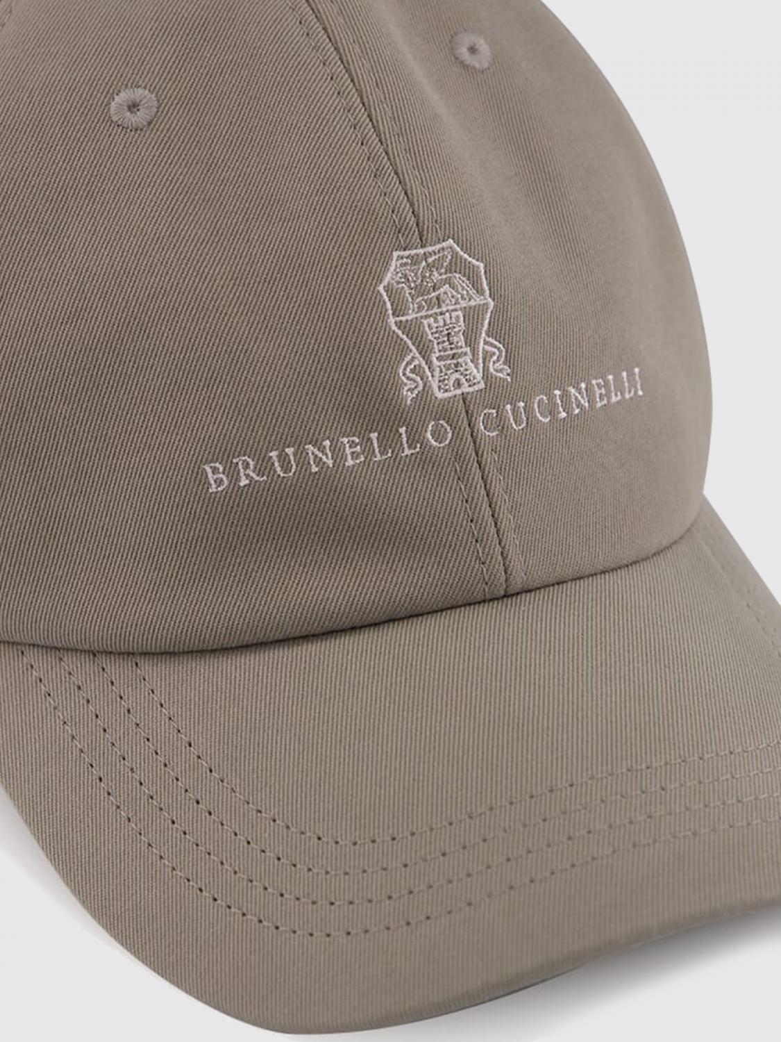 BRUNELLO CUCINELLI HAT: Cotton Gabardine Hat with Logo Brunello Cucinelli, Kaki - Img 3