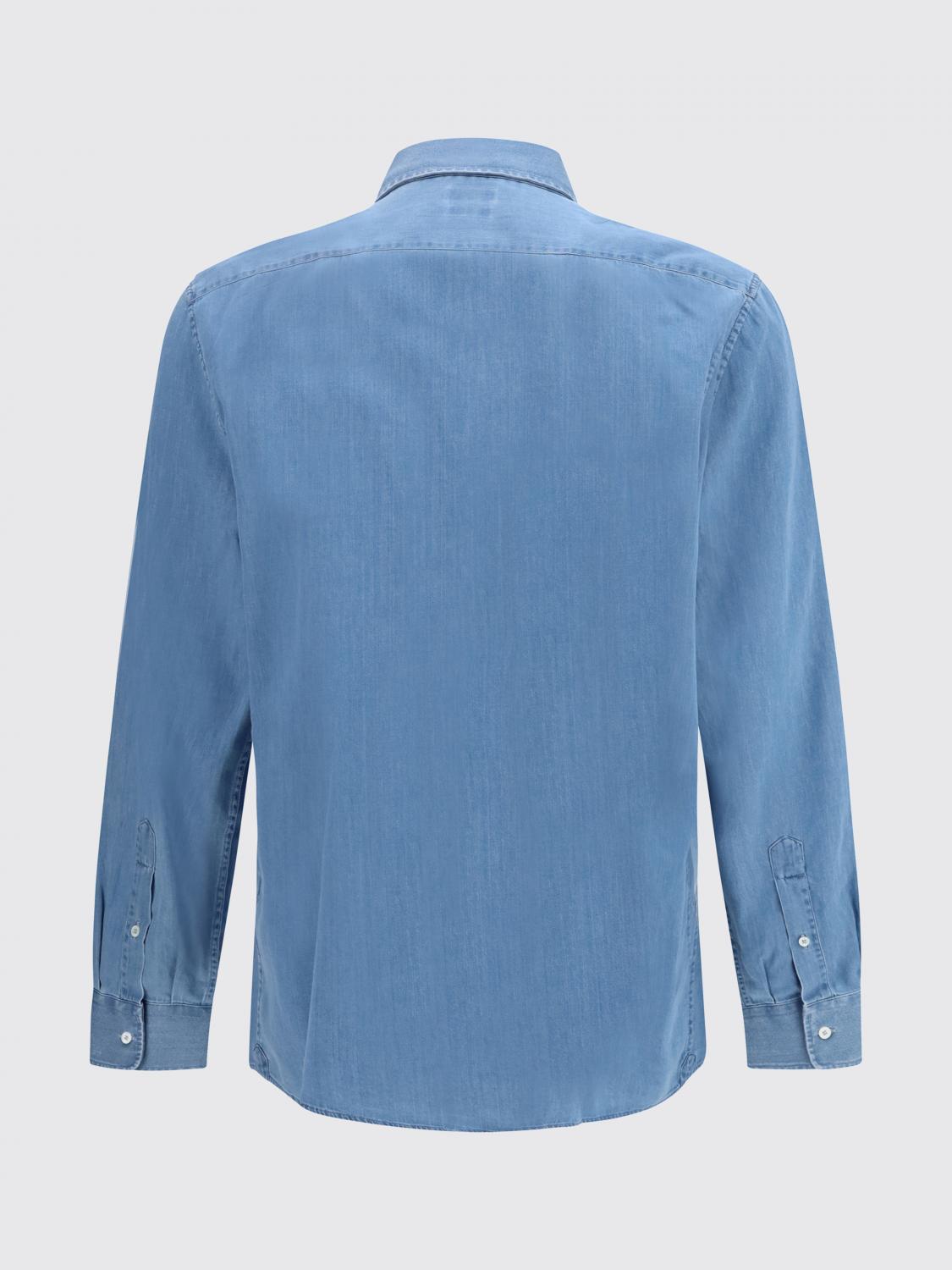 BRUNELLO CUCINELLI HEMD: Baumwollhemd mit Logo Brunello Cucinelli, Denim - Img 3