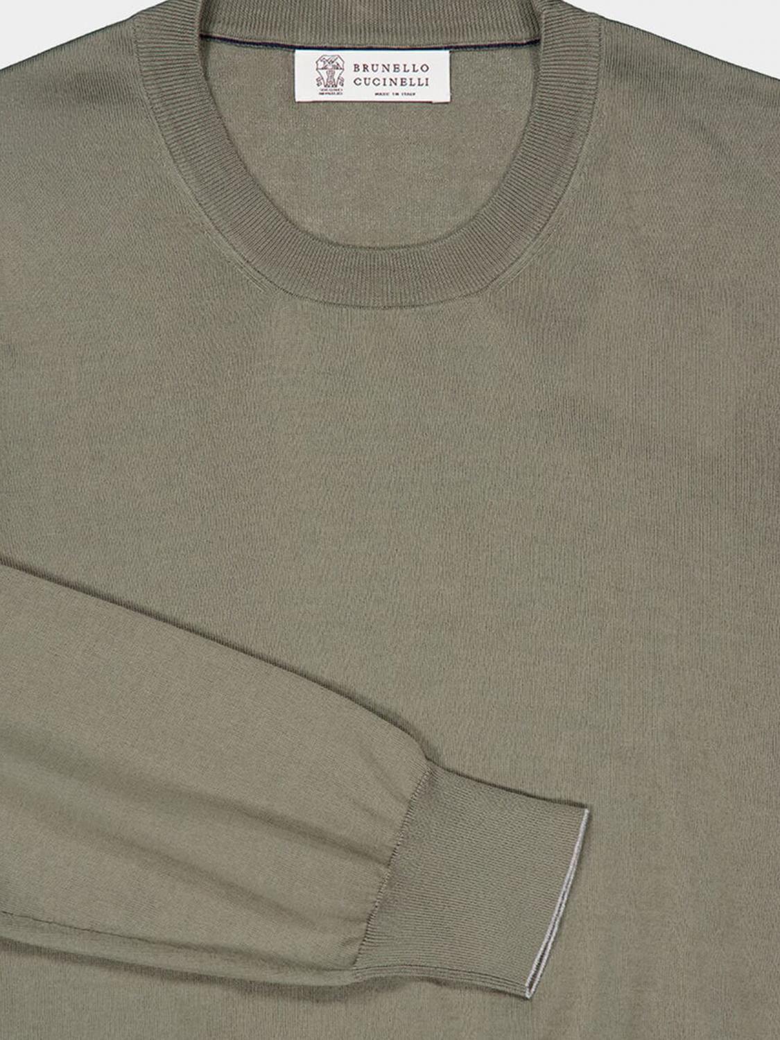 BRUNELLO CUCINELLI PULLOVER: Rundhalspullover aus Baumwolle Brunello Cucinelli, Kaki - Img 4