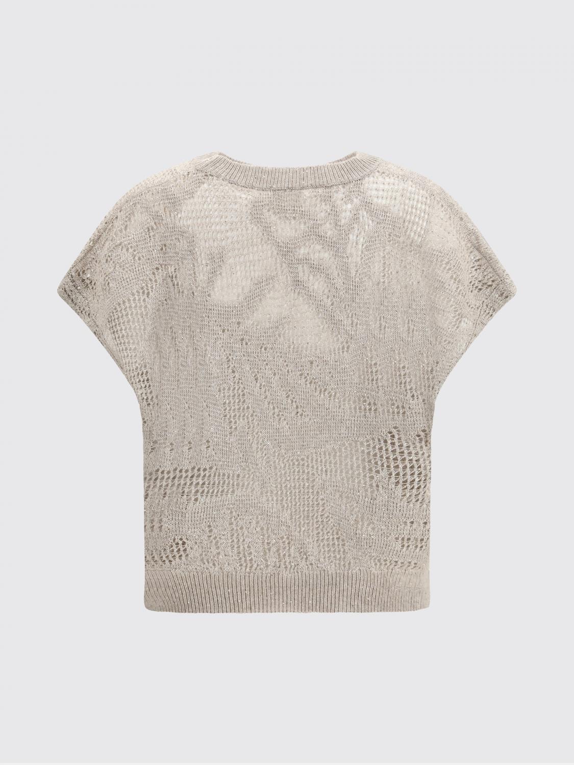 BRUNELLO CUCINELLI JERSEY: Jersey calado de algodón y lino Brunello Cucinelli, Beige - Img 3