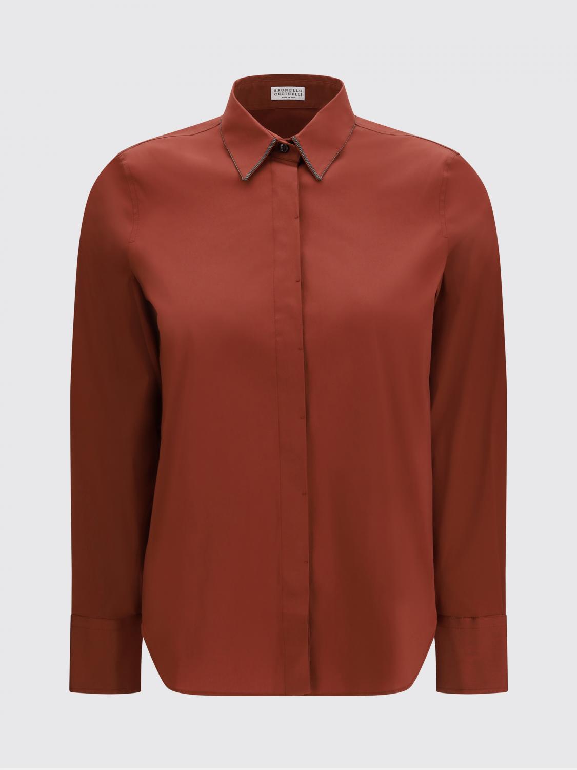 BRUNELLO CUCINELLI CAMISA: Camisa clásica de popelín con monile Brunello Cucinelli, Rojo - Img 2