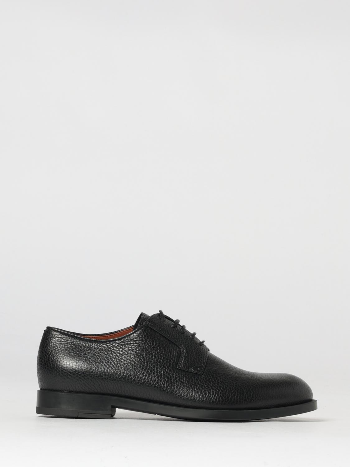 ZEGNA SCHNÜRSCHUHE: Derby-Schuhe aus genarbtem Leder Zegna, Schwarz - Img 1