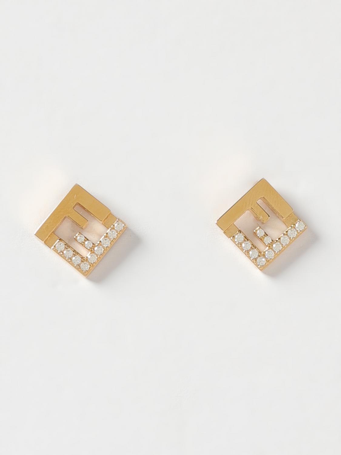 FENDI JOYA: Pendientes Forever Fendi de latón con pedrería engastada, Oro - Img 1