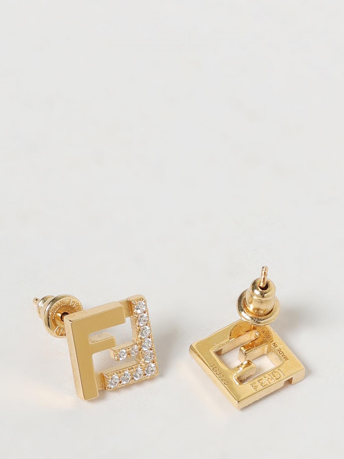 FENDI JOYA: Pendientes Forever Fendi de latón con pedrería engastada, Oro - Img 3