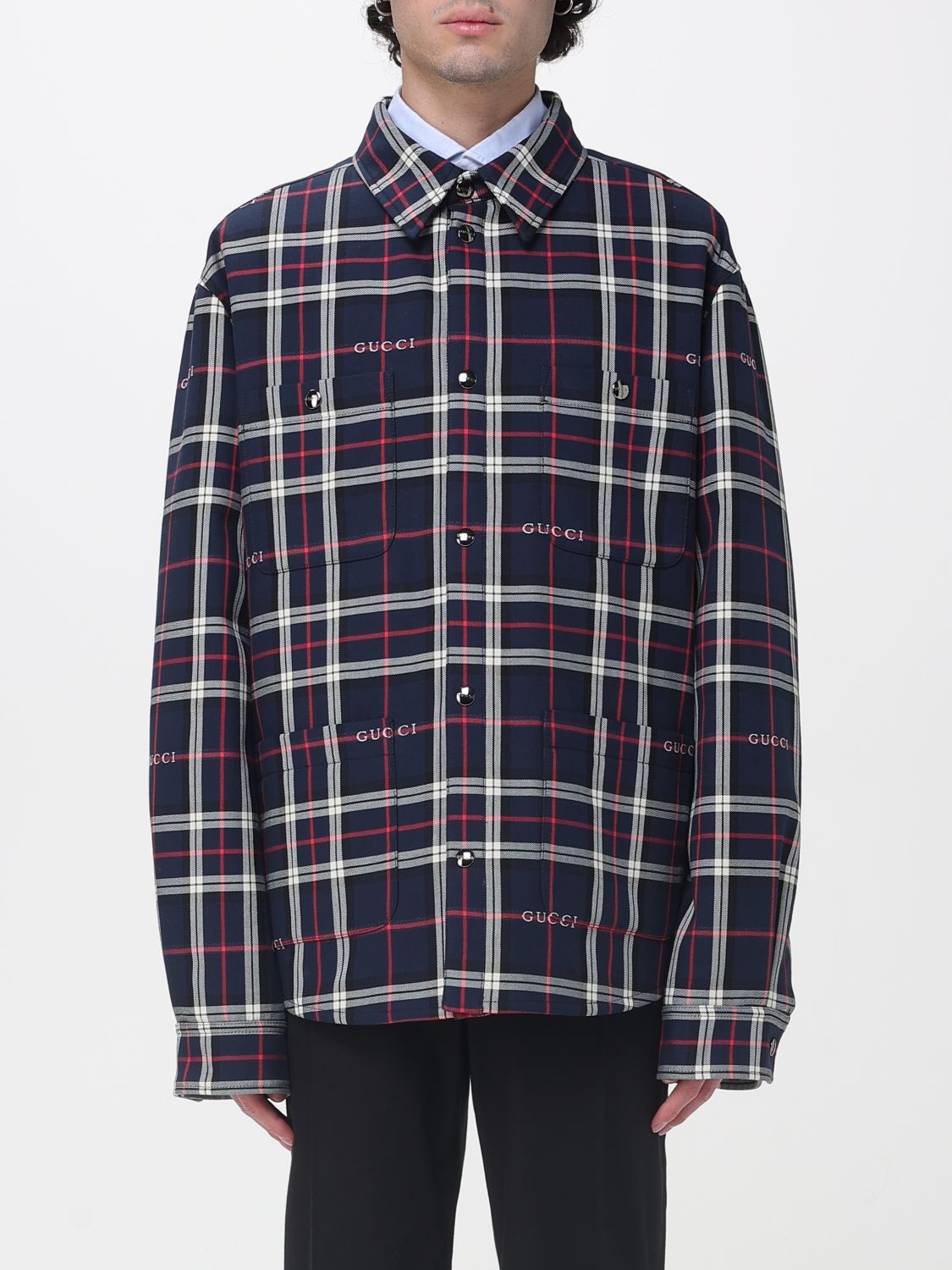 GUCCI CAMISA: Camisa hombre Gucci, Azul Oscuro - Img 1