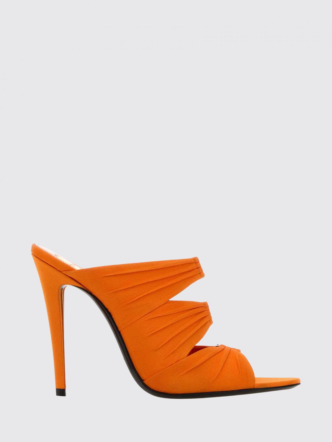 SAINT LAURENT SANDALEN MIT ABSATZ: Emilie Crêpe-Satin-Sandalen Saint Laurent, Orange - Img 1