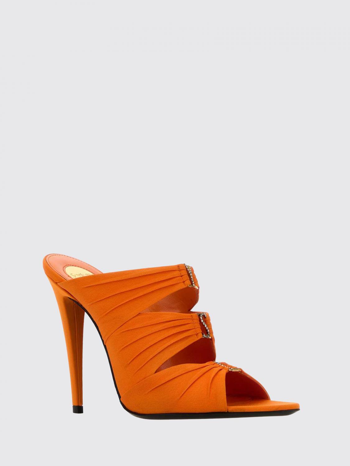 SAINT LAURENT SANDALEN MIT ABSATZ: Emilie Crêpe-Satin-Sandalen Saint Laurent, Orange - Img 2