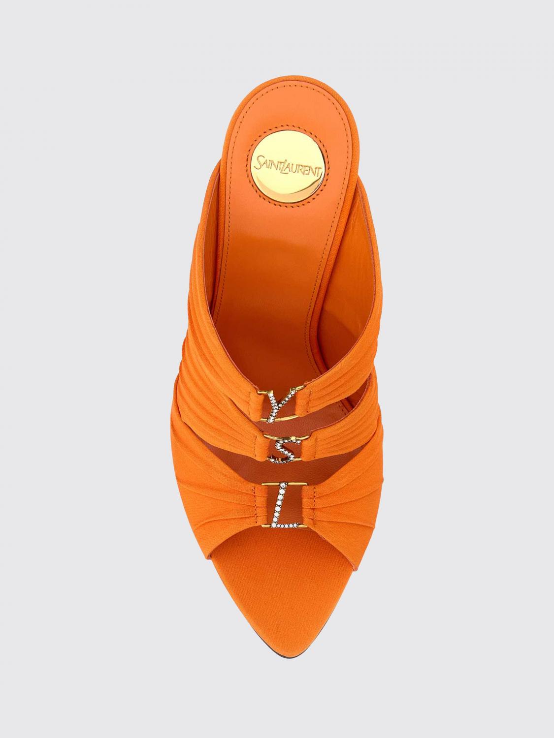 SAINT LAURENT SANDALEN MIT ABSATZ: Emilie Crêpe-Satin-Sandalen Saint Laurent, Orange - Img 3