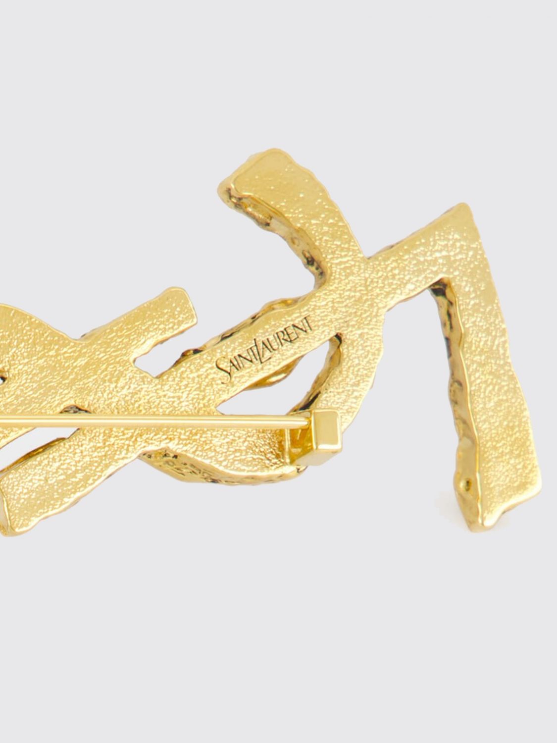 SAINT LAURENT GIOIELLO: Broche logo, Oro - Img 3