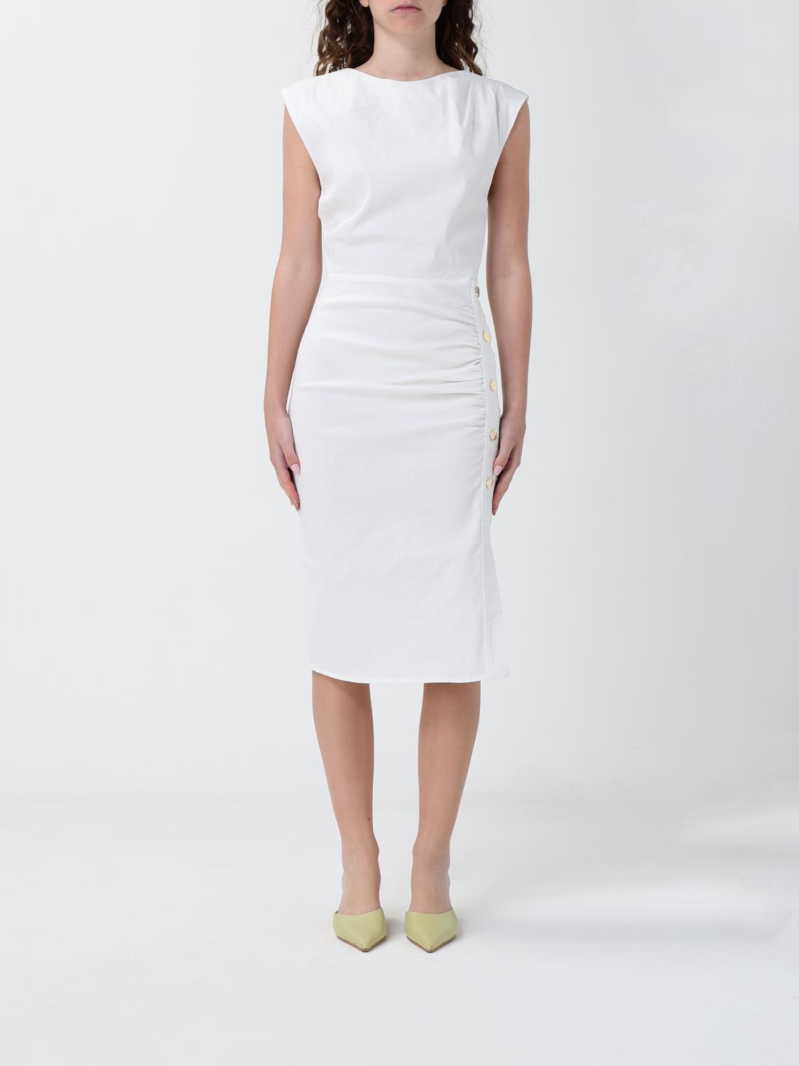 PINKO VESTIDO: Vestido midi Alissa Pinko en mezcla de lino, Blanco - Img 1