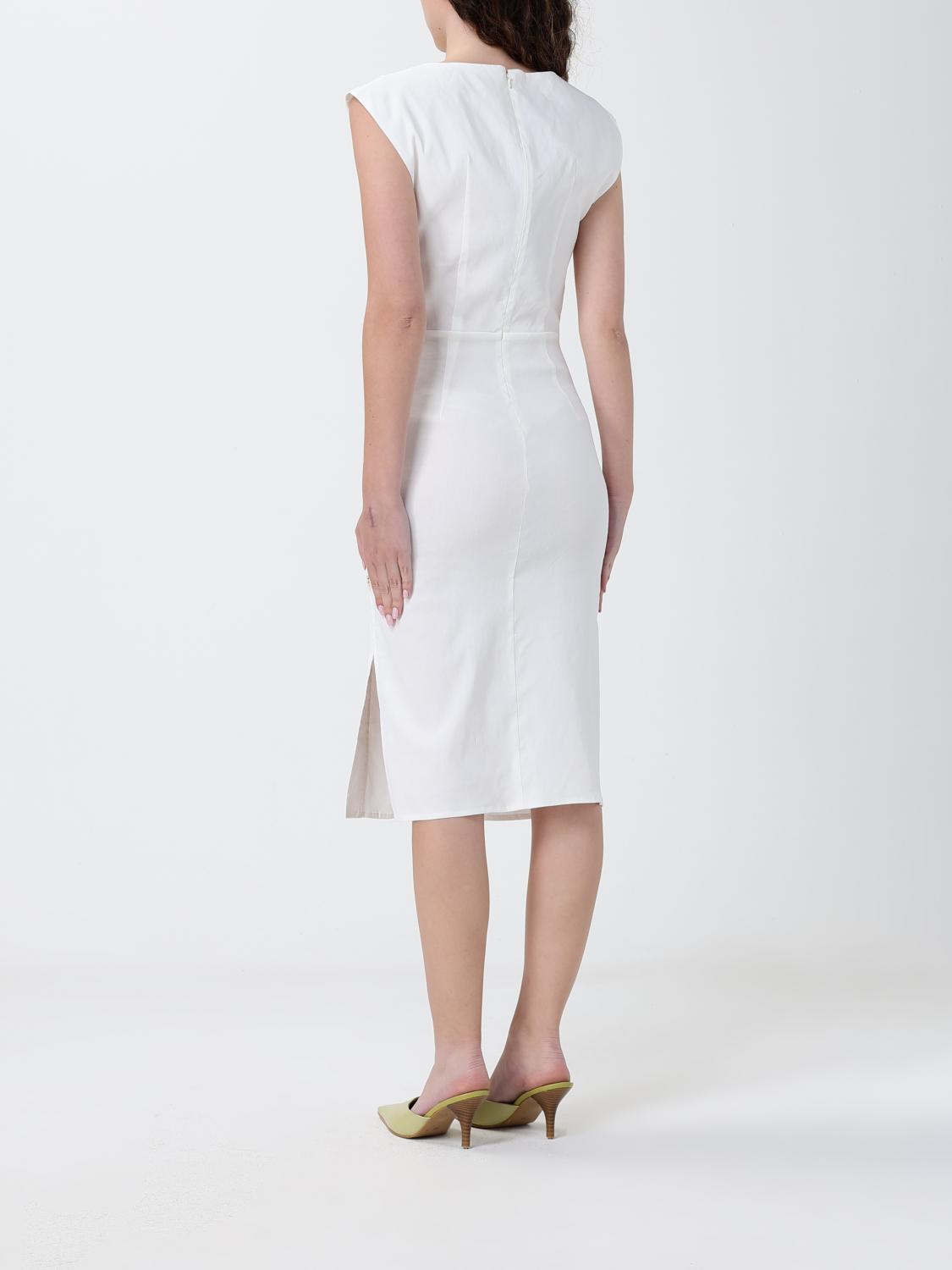 PINKO VESTIDO: Vestido midi Alissa Pinko en mezcla de lino, Blanco - Img 2