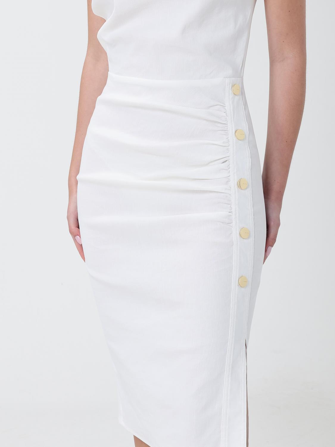 PINKO VESTIDO: Vestido midi Alissa Pinko en mezcla de lino, Blanco - Img 3