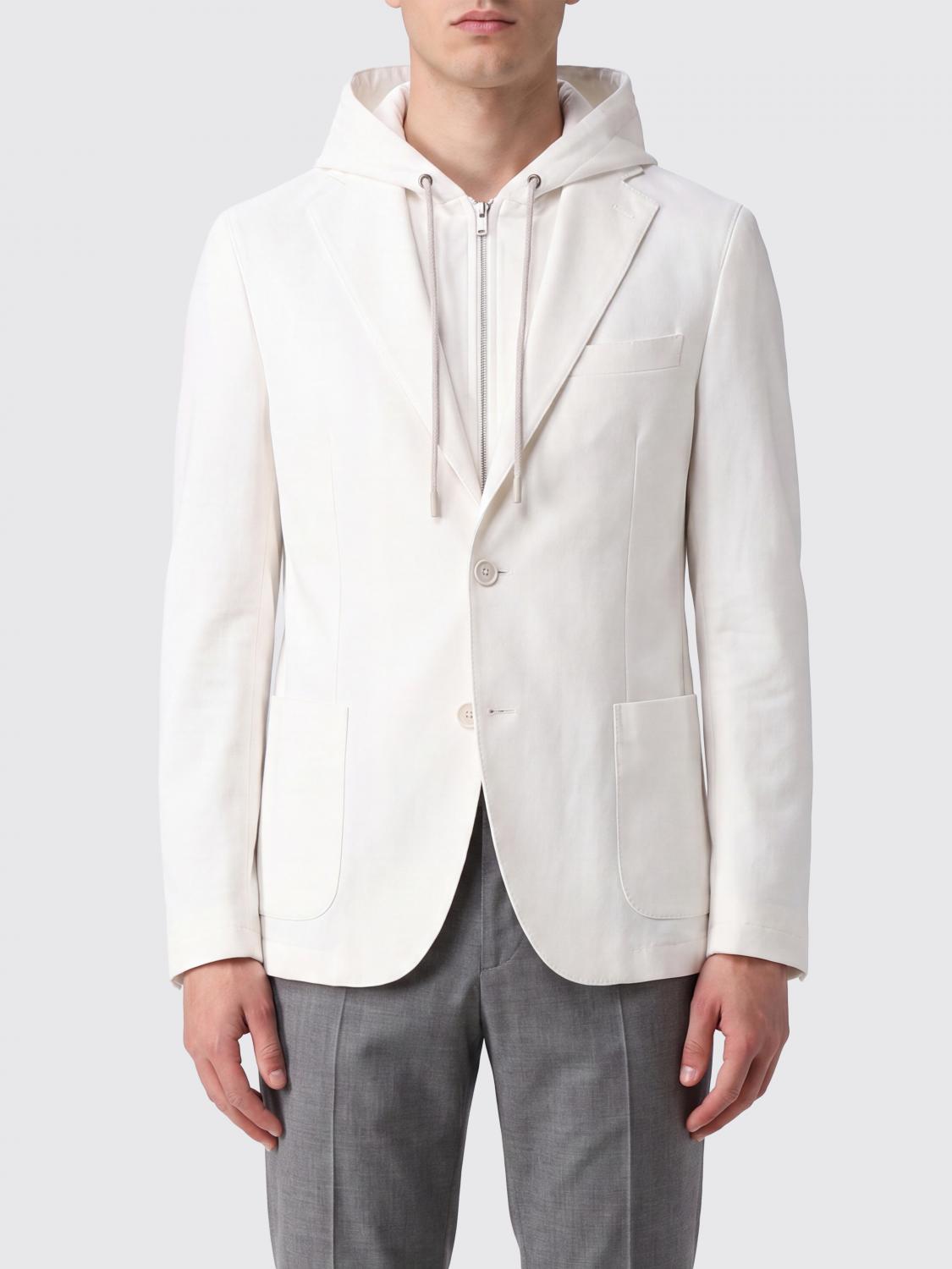 ELEVENTY JACKET: Single-Breasted Piqué Jersey Blazer Eleventy, White - Img 1