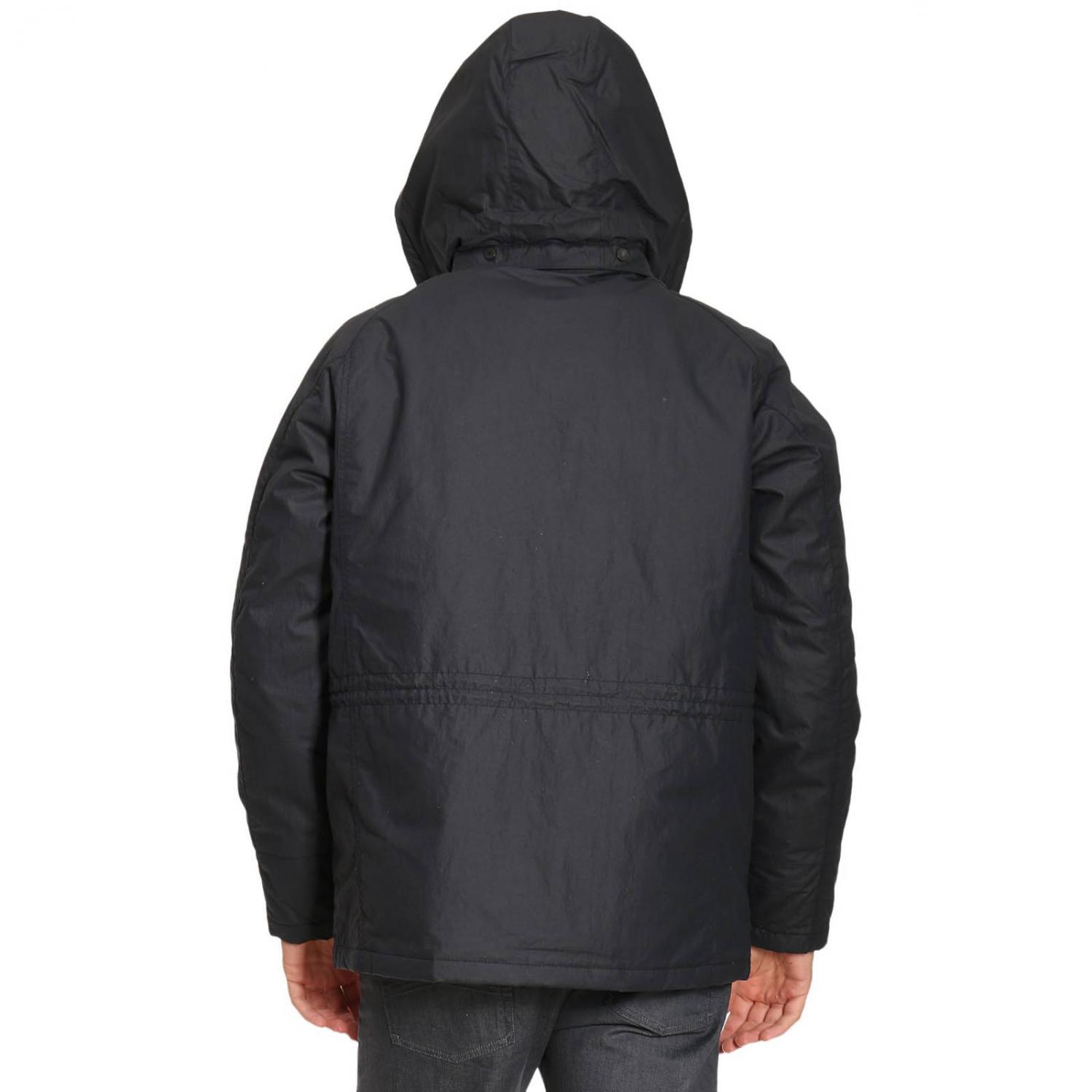 BARBOUR GIACCA: Parka medio waterproof in misto cotone con cappuccio removibile e interni tartan, Blue - Img 3