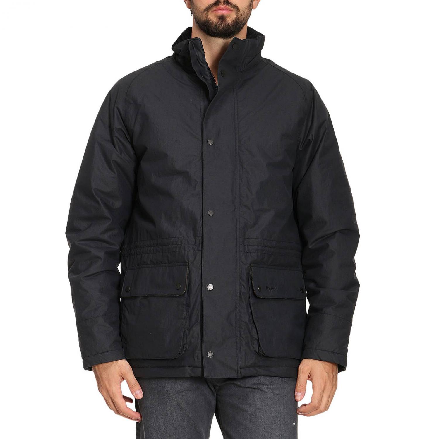 BARBOUR GIACCA: Parka medio waterproof in misto cotone con cappuccio removibile e interni tartan, Blue - Img 4