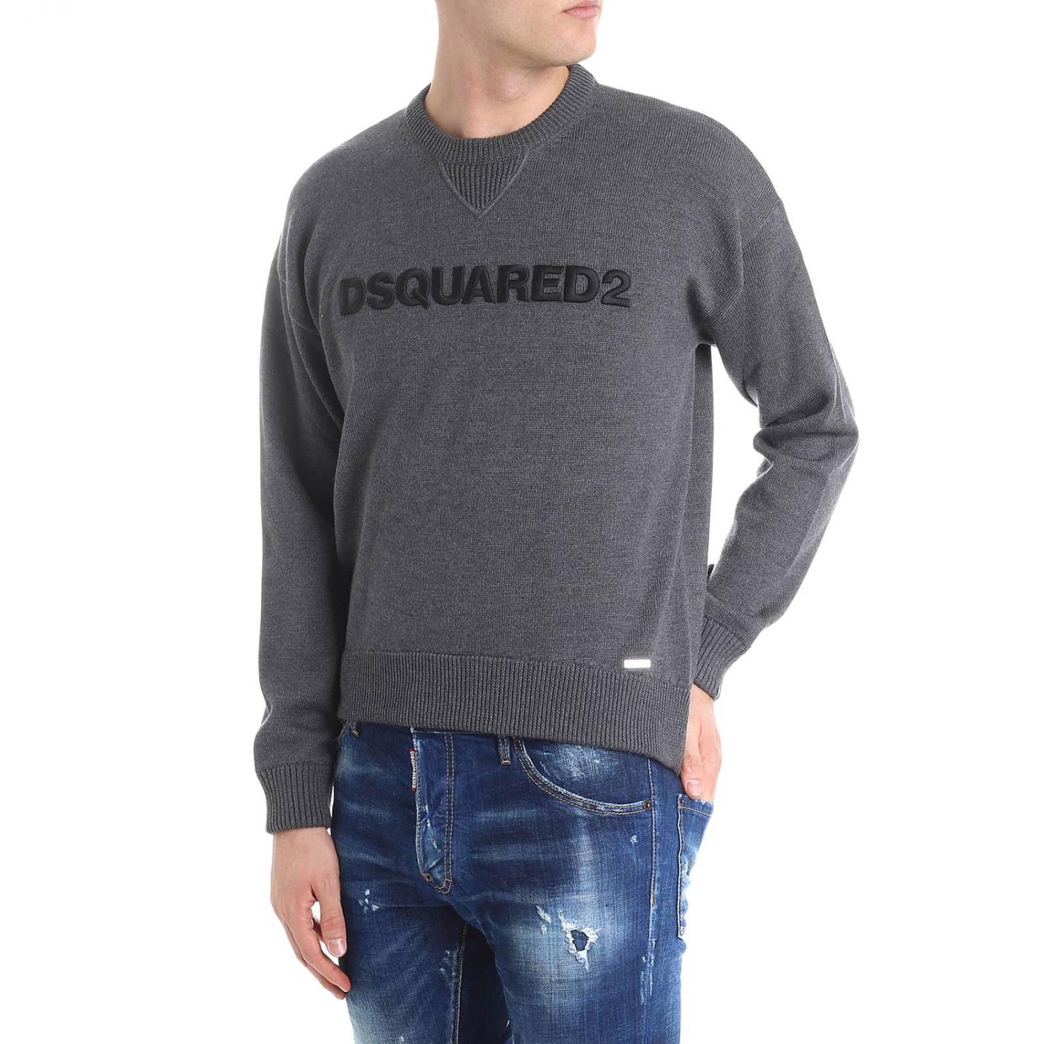 Dsquared² Gray Cotton Linen Long Sleeves Pullover Sweater main image 0