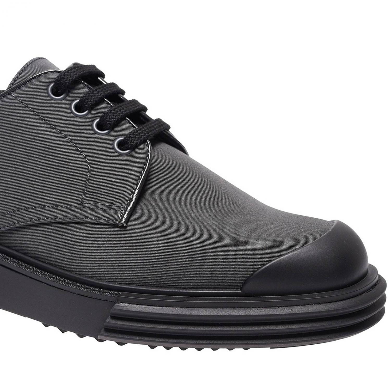 PRADA SCARPE STRINGATE: Derby stringata in tela e gomma con maxi suola, Grigio Topo - Img 3