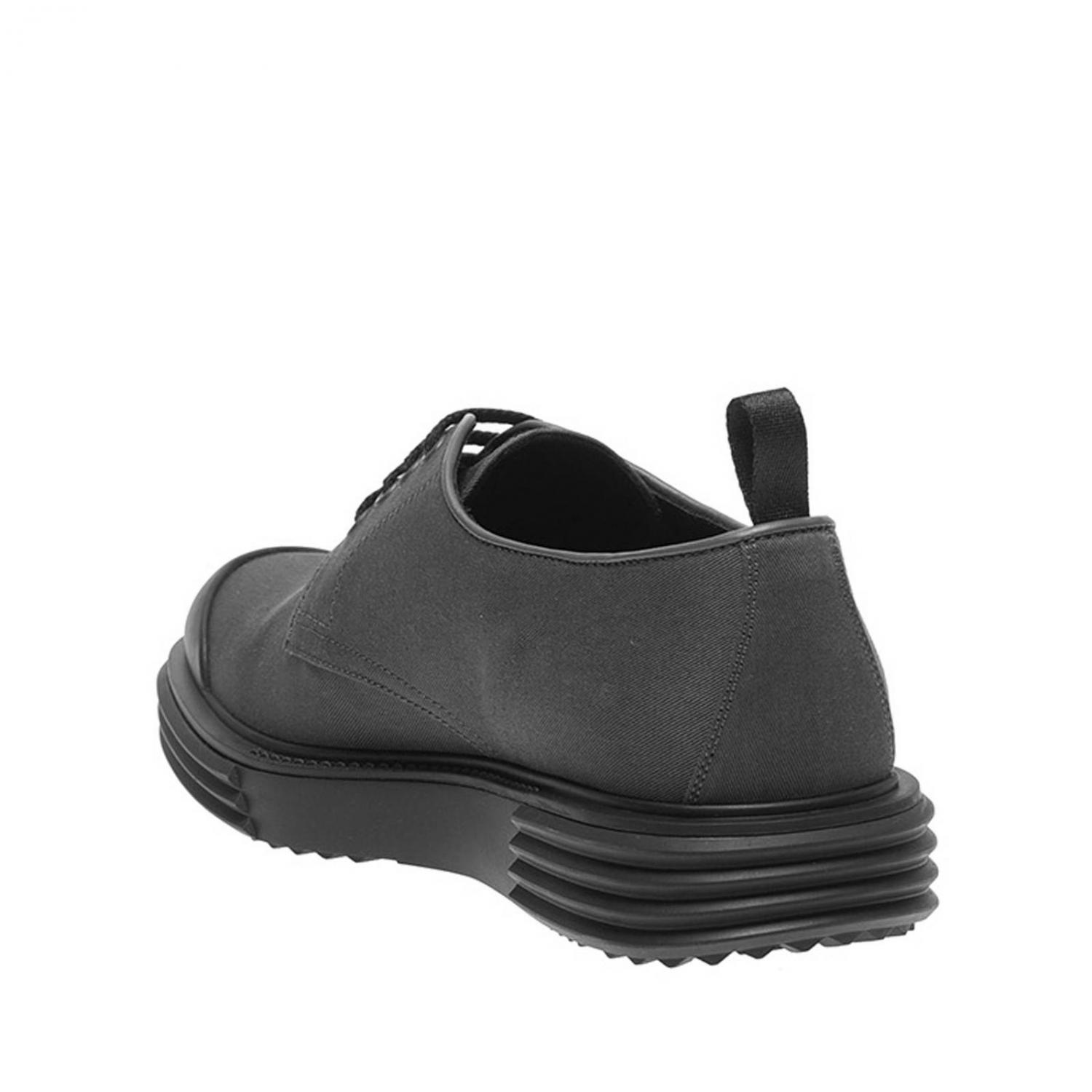 PRADA SCARPE STRINGATE: Derby stringata in tela e gomma con maxi suola, Grigio Topo - Img 4