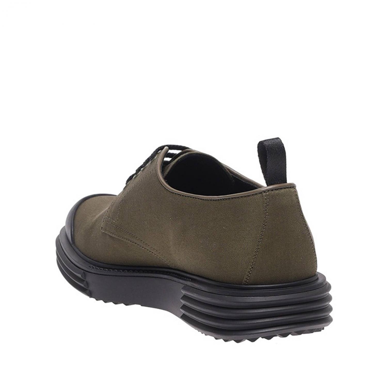 PRADA SCARPE STRINGATE: Derby stringata in tela e gomma con maxi suola, Militare - Img 4