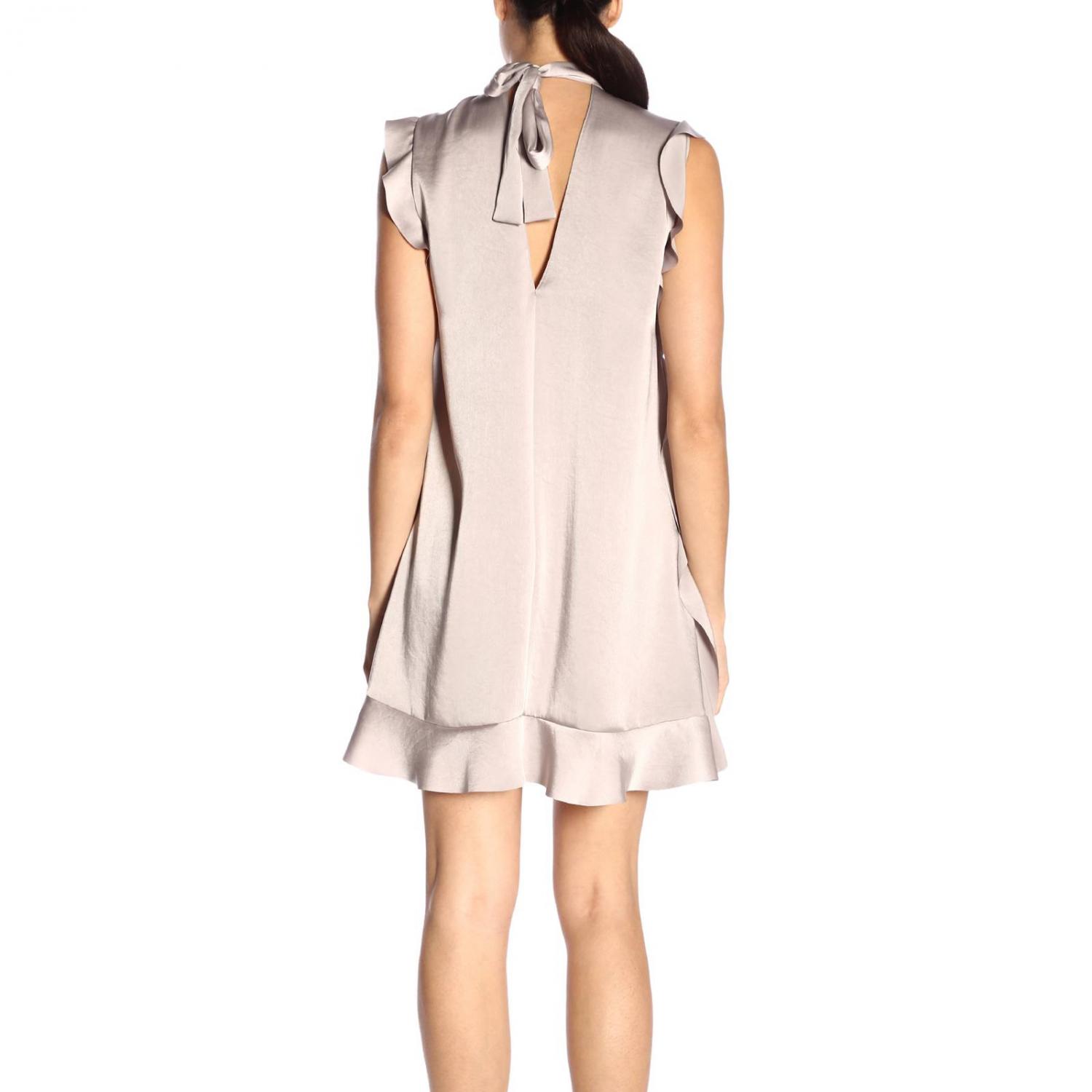 slim fit dress slacks RED VALENTINO Size S Grey Wool Blend Sleeveless Rosette Appliques Dress main image 0