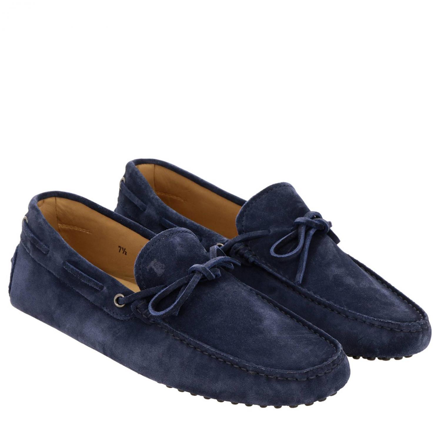 TOD'S MOCASSINI: Mocassino City gommini in vera pelle scamosciata con lacci, Blue - Img 2