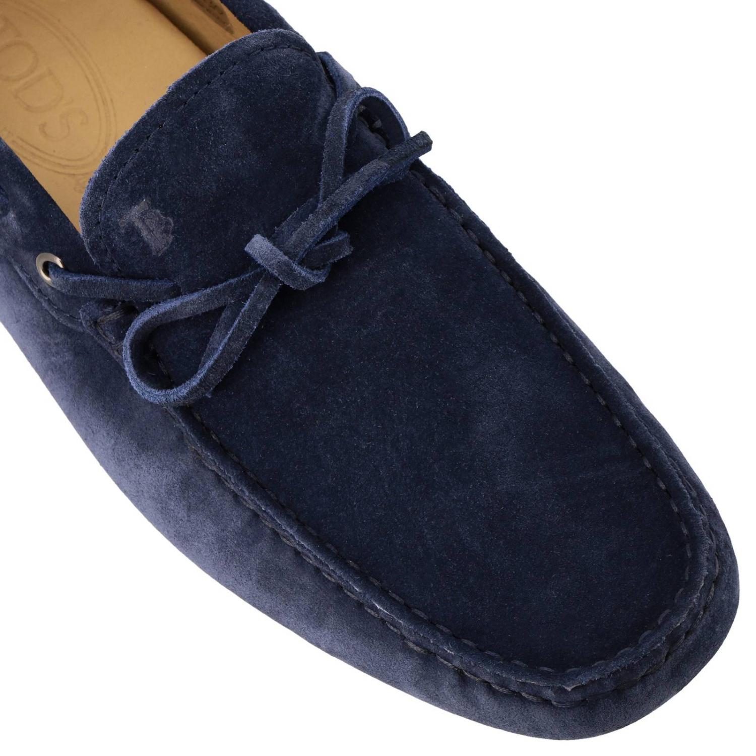 TOD'S MOCASSINI: Mocassino City gommini in vera pelle scamosciata con lacci, Blue - Img 3