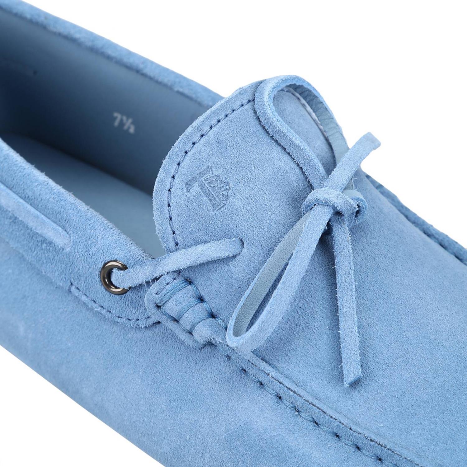 TOD'S MOCASSINI: Mocassino City gommini in vera pelle scamosciata con lacci, Azzurro - Img 3