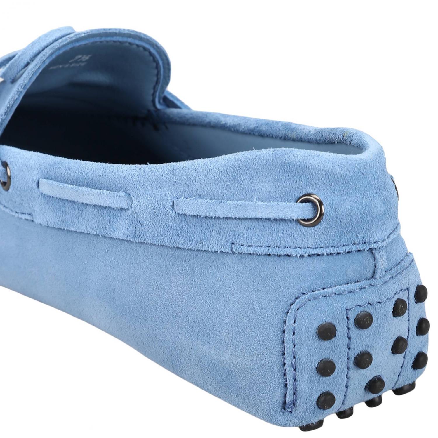 TOD'S MOCASSINI: Mocassino City gommini in vera pelle scamosciata con lacci, Azzurro - Img 4