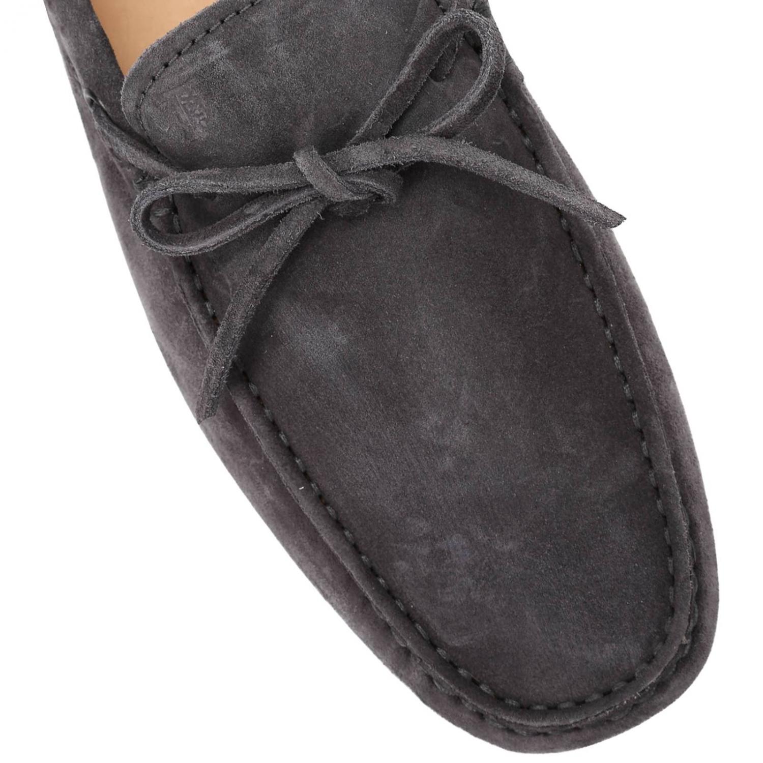 TOD'S MOCASSINI: Mocassino City gommini in vera pelle scamosciata con lacci, Grigio - Img 4